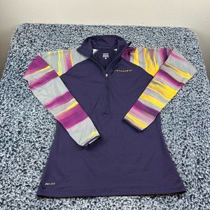 Nike Pro Livestrong 1/4 Zip Pullover Womens Large Purple Compression Stretch